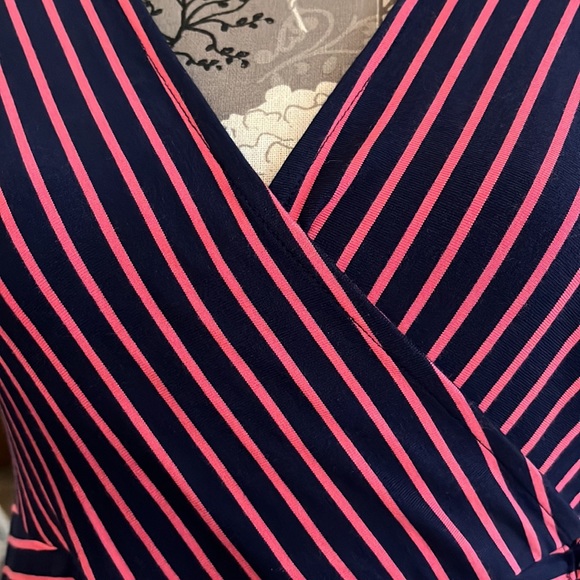 🛍️# 958 NWT Motherhood Maternity Faux Wrap Dress Striped - Picture 6 of 9